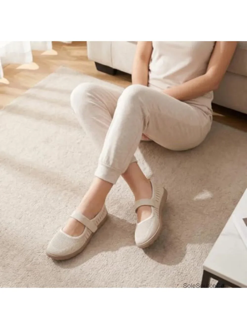 Women's Wide Toe Box Knit Mary Jane Flats - Slip On Walking Shoes